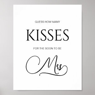 Elegant How Many Kisses Bridal Shower Game Poster