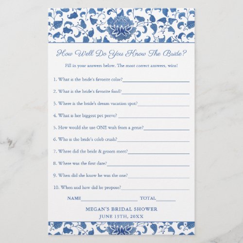 Elegant How Well Do You Know The Bride Shower Game