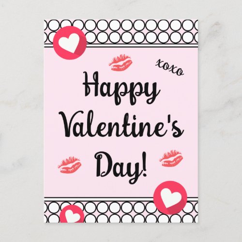 Elegant Hugs Kisses Hearts Happy Valentines Day Holiday Postcard