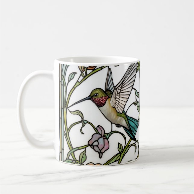 Elegant hummingbird artwork botanical boho chic coffee mug (Left)