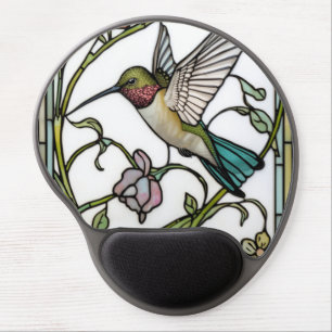 Elegant hummingbird artwork botanical boho chic gel mouse pad