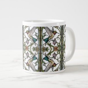 Elegant hummingbird artwork botanical boho chic giant coffee mug