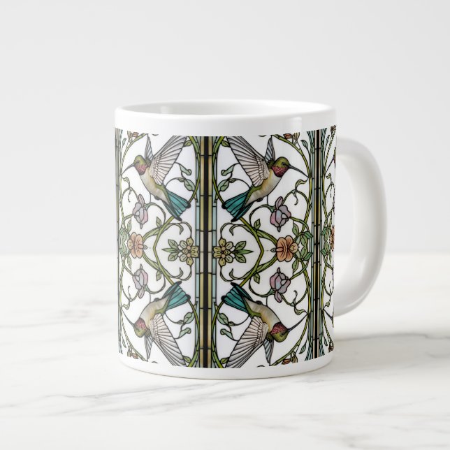 Elegant hummingbird artwork botanical boho chic giant coffee mug (Front Right)