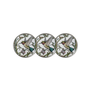 Elegant hummingbird artwork botanical boho chic golf ball marker
