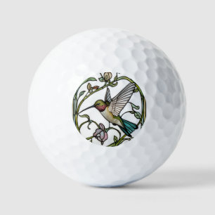 Elegant hummingbird artwork botanical boho chic golf balls