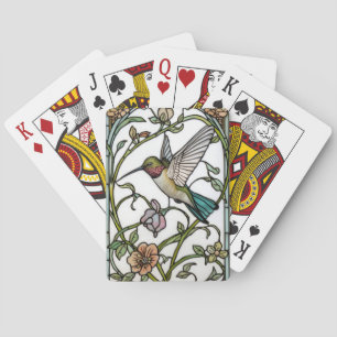 Elegant hummingbird artwork botanical boho chic poker cards