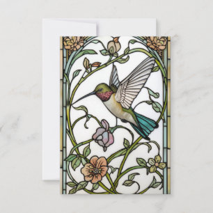 Elegant hummingbird artwork botanical boho chic thank you card