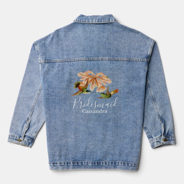Elegant Hummingbird Bridesmaid Favor Wedding Denim Jacket (Back)