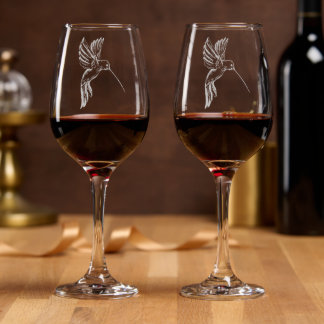 Elegant Hummingbird Etched Wine Glass – Nature-Ins