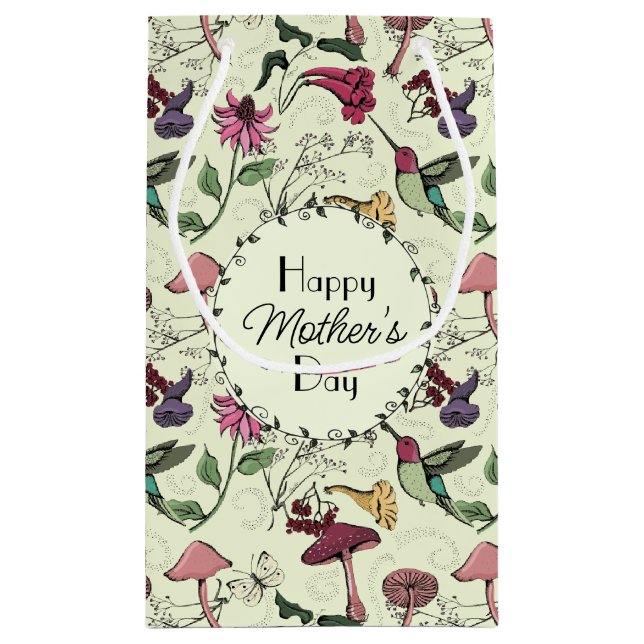 Elegant Hummingbird Happy Mothers Day Small Gift Bag (Back)