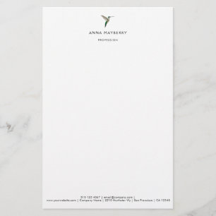 Elegant Hummingbird  Letterhead