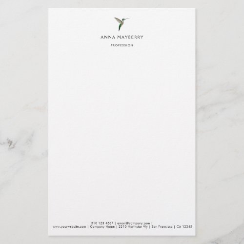 Elegant Hummingbird  Letterhead