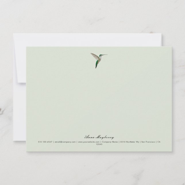 Elegant Hummingbird   Note Card (Front)