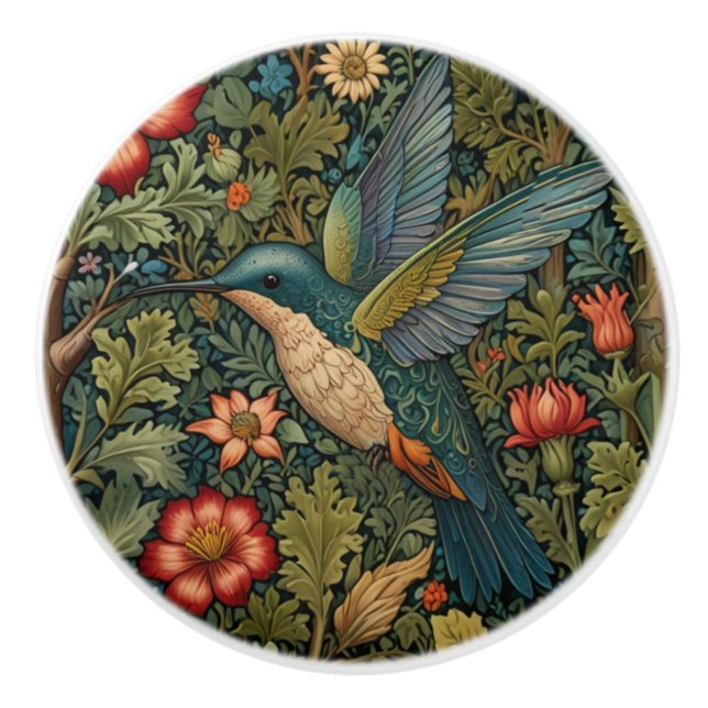 Elegant hummingbird romantic boho chic ceramic knob (Front)