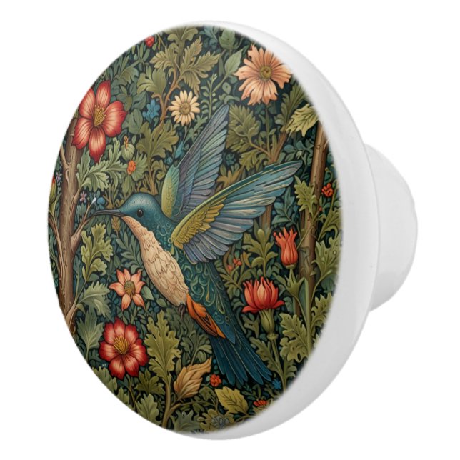 Elegant hummingbird romantic boho chic ceramic knob (Right)