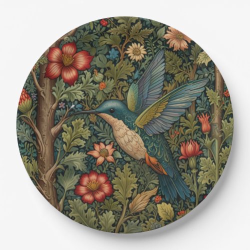 Elegant hummingbird romantic boho chic paper plates