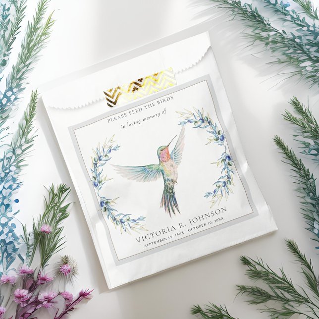 Elegant Hummingbird Seed Packet Funeral Memorial Favor Bag (Creator Uploaded)