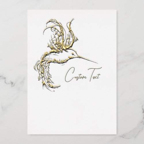 Elegant Hummingbird Sketch Invite Foil Card
