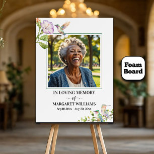 Elegant Hummingbirds Floral Photo Funeral Foam Board