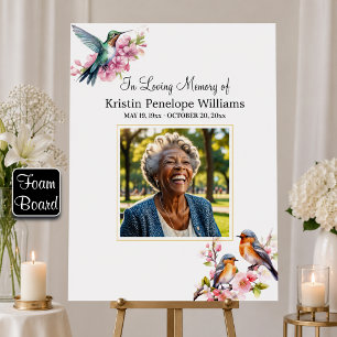 Elegant Hummingbirds Floral Photo Funeral Foam Board