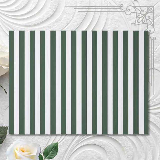 Elegant Hunter Green and White Striped Pattern Tissue Paper (Creator Uploaded)