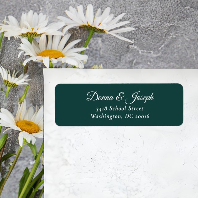 Elegant Hunter Green Custom Wedding Return Address Label (Creator Uploaded)