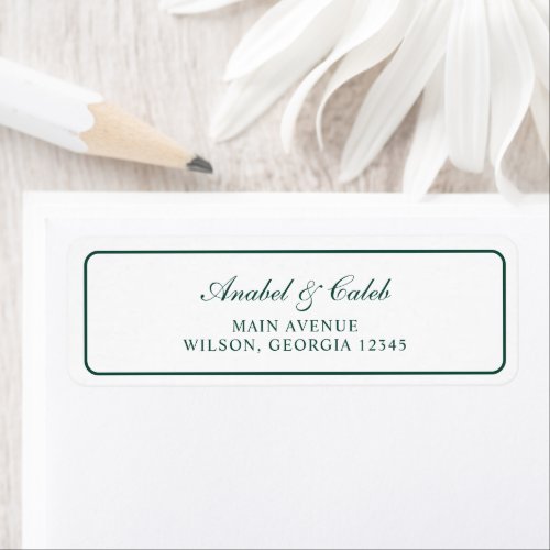 Elegant Hunter Green Frame Wedding Return Address Label