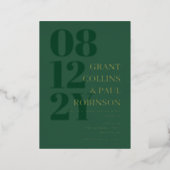 Elegant Hunter Green Gold Typography Foil Invitation (Standing Front)