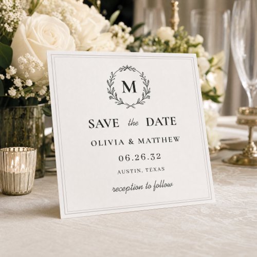 Elegant Hunter Green Monogram Wedding  Save The Date