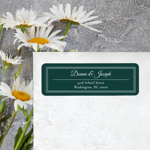 Elegant Hunter Green Wedding Return Address Label