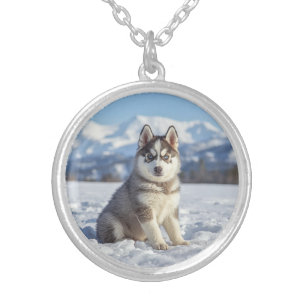 Elegant Husky Round Silver Plated Necklace