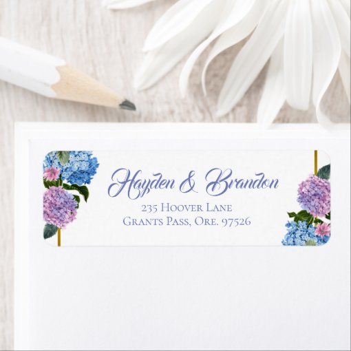 Hydrangea Label Elegant Hydrangea Address Labels | Zazzle