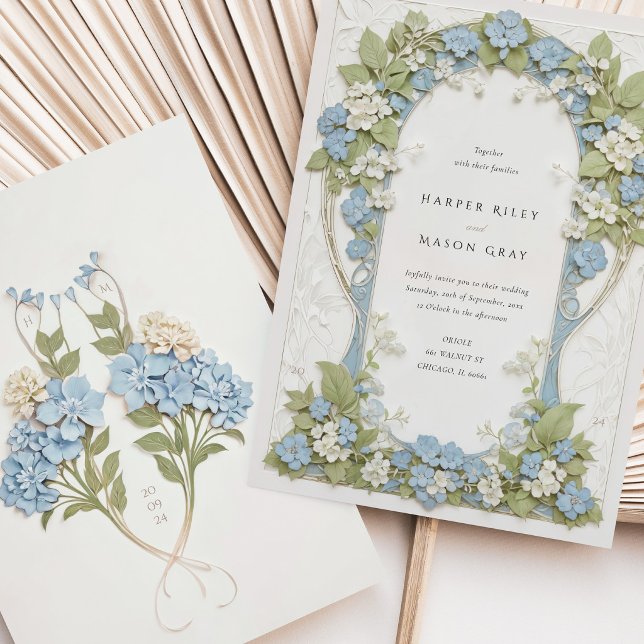 Elegant Hydrangea Art Nouveau Wedding Invitation (Creator Uploaded)