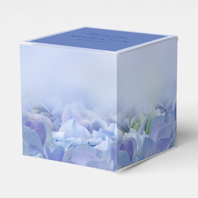Elegant Hydrangea Blue Florals Wedding Favor Box (Front Side)