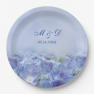 Elegant Hydrangea Blue Florals Wedding   Paper Plates