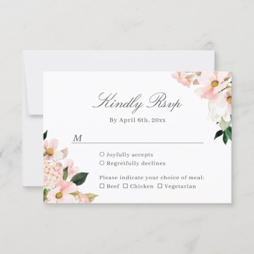 Elegant Hydrangea Blush Pink Floral Wedding RSVP Card
