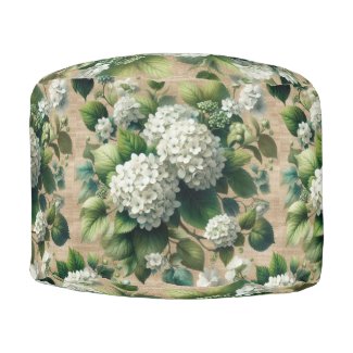 Elegant  Hydrangea Botanical  Pouf