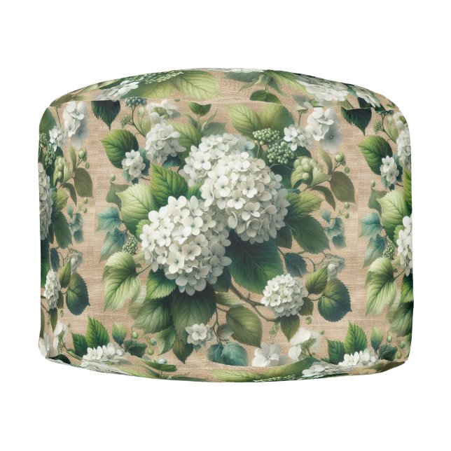 Elegant  Hydrangea Botanical  Pouf (Front)