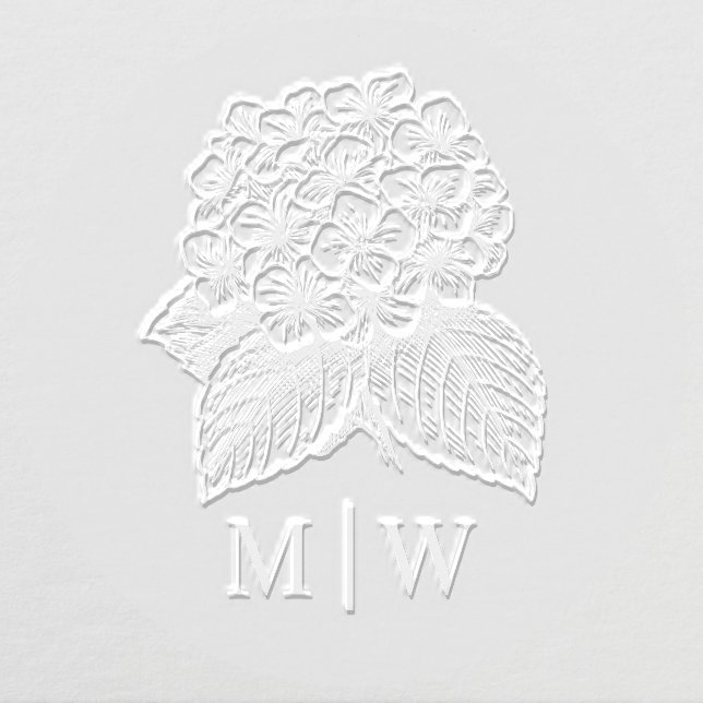Elegant Hydrangea Bouquet Wedding Couple Initials Embosser (Design)