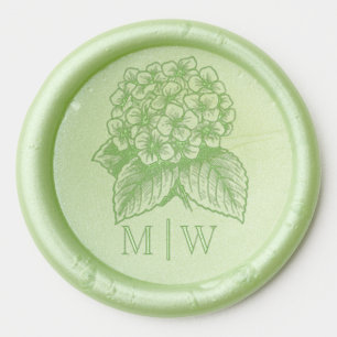 *Elegant Hydrangea Bouquet Wedding Couple Initials Wax Seal Sticker