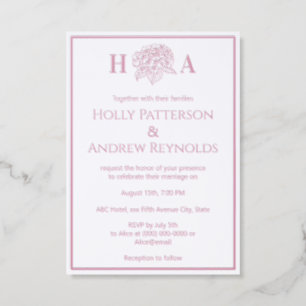 Elegant Hydrangea Bouquet Wedding Couple Letterpress Photo Cards