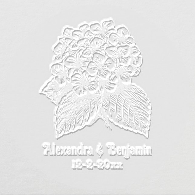 Elegant Hydrangea Bouquet Wedding Couple Names Dt Embosser (Design)