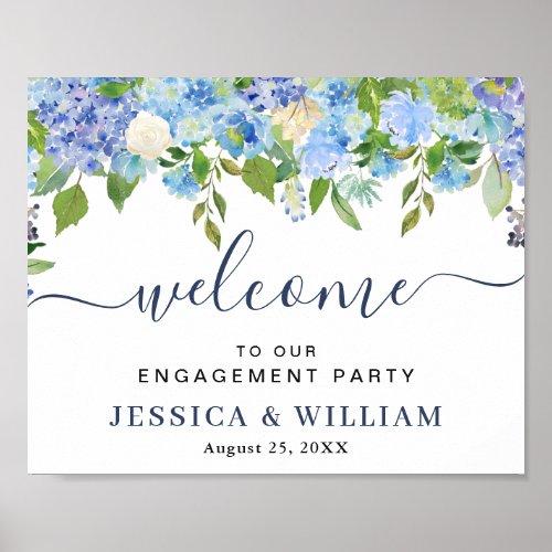 Elegant Hydrangea ENGAGEMENT PARTY Welcome Sign