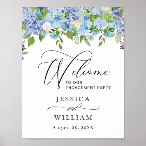 Elegant Hydrangea ENGAGEMENT PARTY Welcome Sign