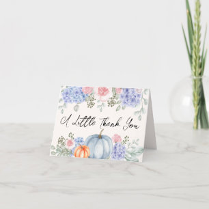 Elegant Hydrangea Floral Pumpkin Fall Baby Shower Letterpress Thank You Card