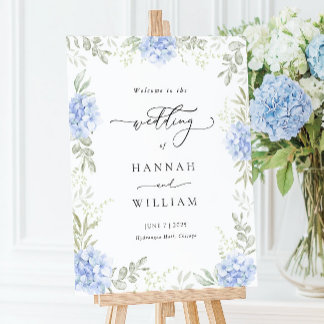 Elegant Hydrangea Floral Wedding Welcome Sign
