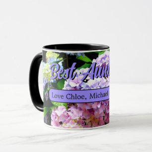 Elegant hydrangea garden pink purple floral photo mug