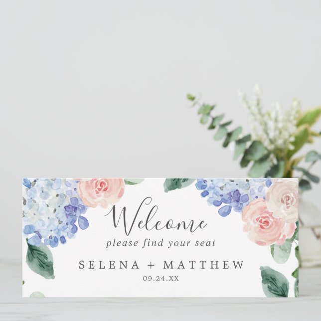 Elegant Hydrangea Hanging Seating Chart Header (Standing Front)