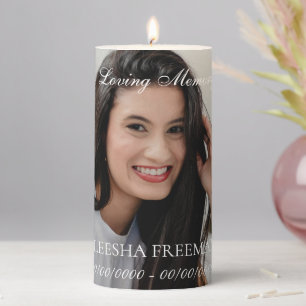 Elegant Hydrangea In Loving Photo Memorial Wedding Pillar Candle