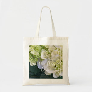 Elegant Hydrangea Monogram Custom Love Bible Verse Tote Bag